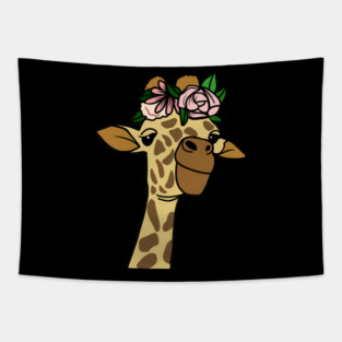 Cute Floral Giraffe Tapestry