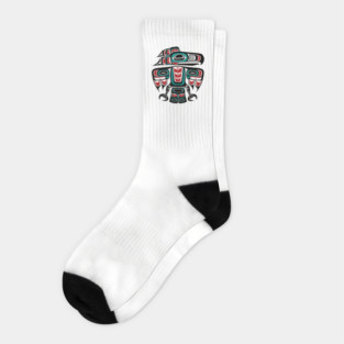 Haida Tlingit Native Raven Totem Socks