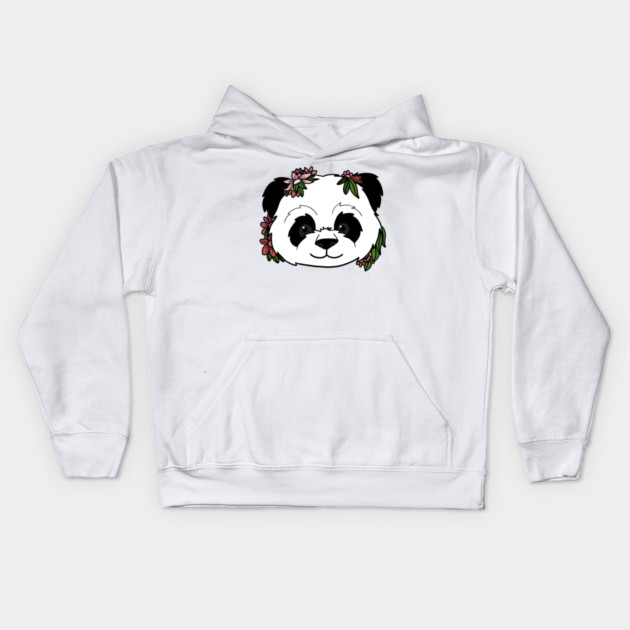 Cute Floral Panda Kids Hoodie by logiamerch