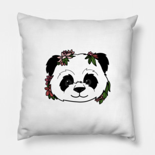 Cute Floral Panda Pillow