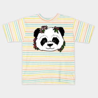 Cute Floral Panda Kids T-Shirt