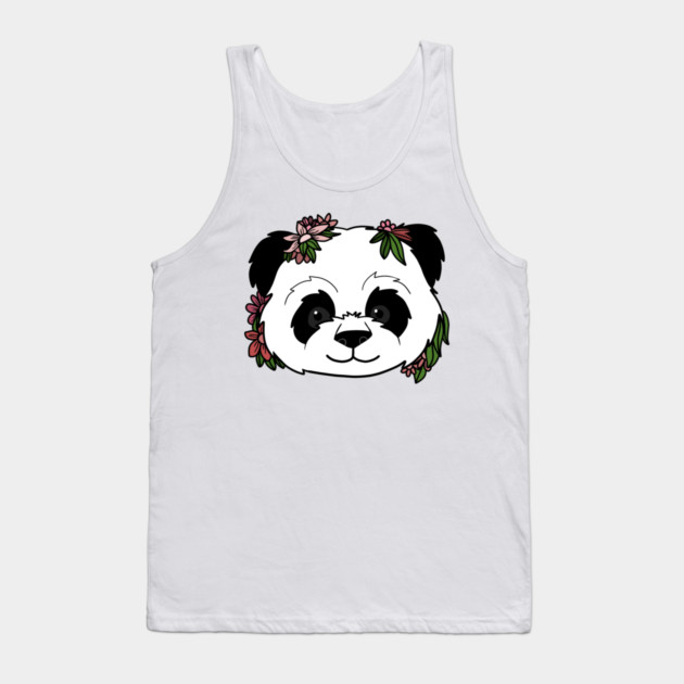 Cute Floral Panda Tank Top by logiamerch