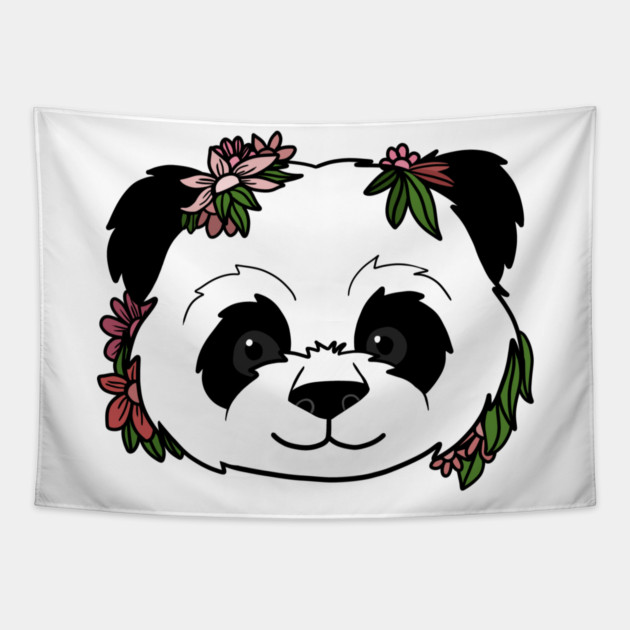 Cute Floral Panda Tapestry by logiamerch