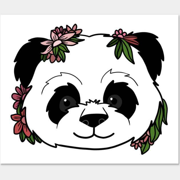 Cute Floral Panda Wall Art by logiamerch