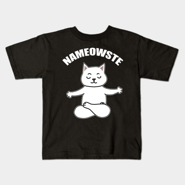Nameowste Cat Kids T-Shirt by logiamerch