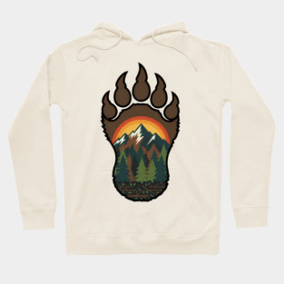 Bear Paw Print Mountain Forest Outdoors Adventure Hoodie