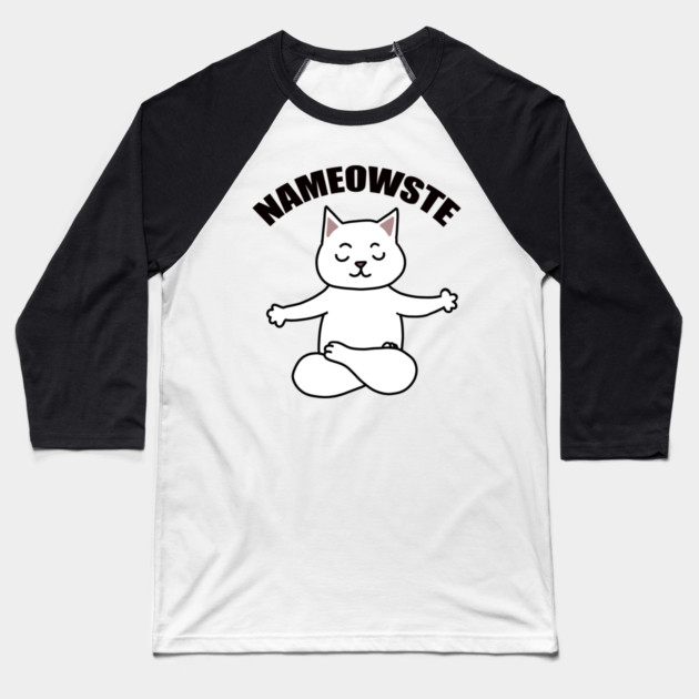 Nameowste Cute Cat Baseball T-Shirt by logiamerch