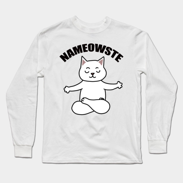 Nameowste Cute Cat Long Sleeve T-Shirt by logiamerch
