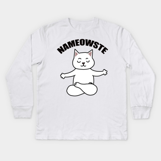 Nameowste Cute Cat Kids Long Sleeve T-Shirt by logiamerch
