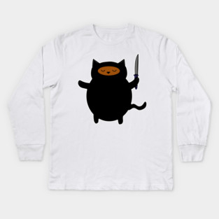 Ninja Cat Kids Long Sleeve T-Shirt