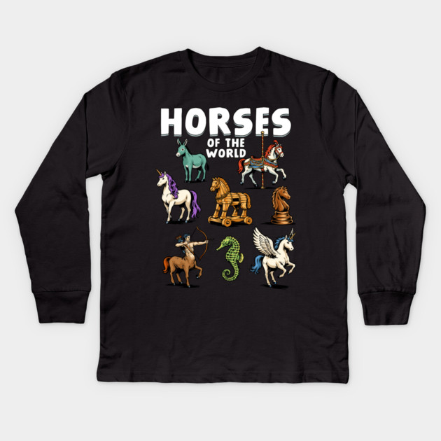 Horses of the World Kids Long Sleeve T-Shirt by GoshWow®