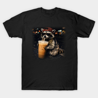 Raccoon-Drinking-Iced-Coffee T-Shirt