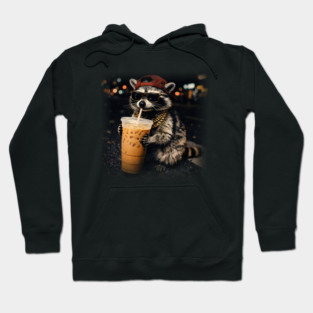 Raccoon-Drinking-Iced-Coffee Hoodie