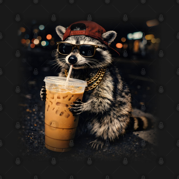 Raccoon-Drinking-Iced-Coffee by JessArty