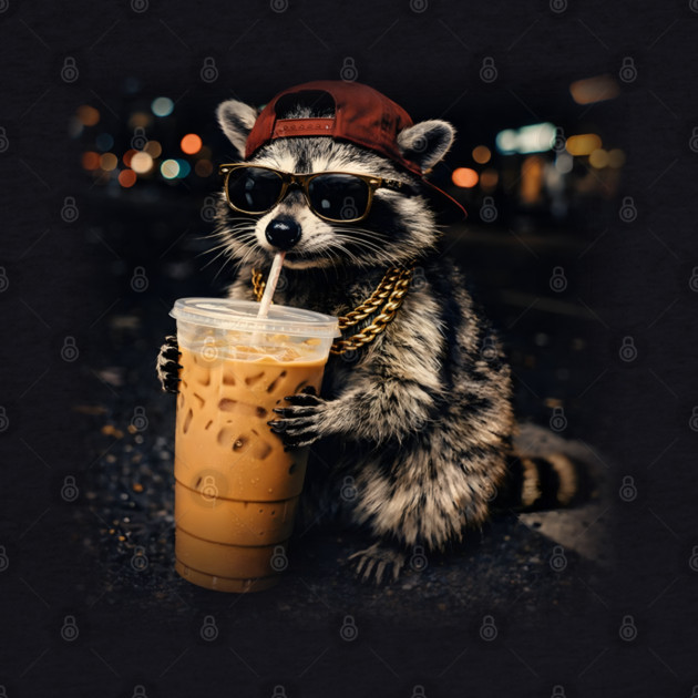 Raccoon-Drinking-Iced-Coffee by JessArty