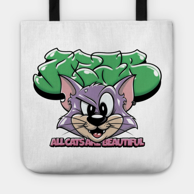 All Cats Are Beautiful - Cute Graffiti Cat Tote by Wrong