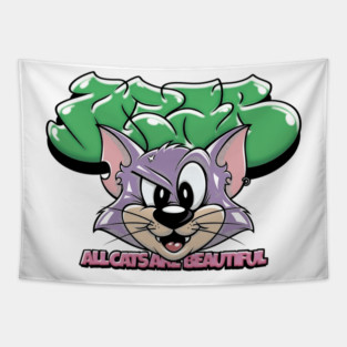 All Cats Are Beautiful - Cute Graffiti Cat Tapestry