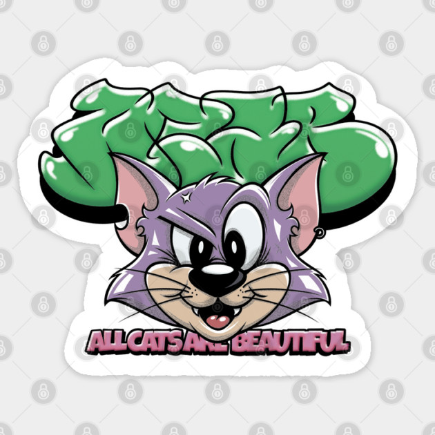All Cats Are Beautiful - Cute Graffiti Cat Sticker by Wrong