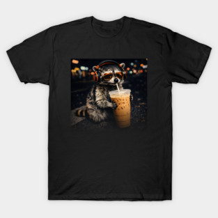 Raccoon-Drinking-Iced-Coffee T-Shirt