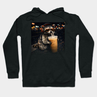 Raccoon-Drinking-Iced-Coffee Hoodie