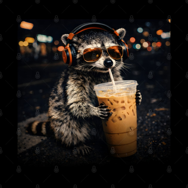 Raccoon-Drinking-Iced-Coffee by JessArty