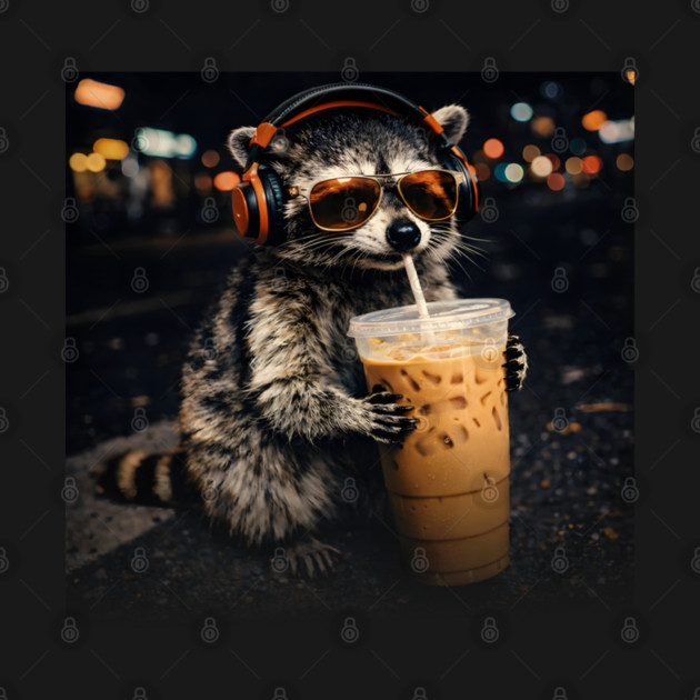 Raccoon-Drinking-Iced-Coffee by JessArty