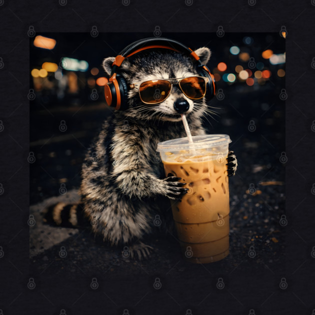 Raccoon-Drinking-Iced-Coffee by JessArty