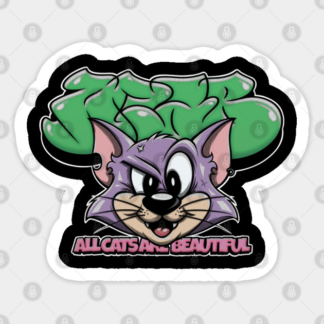 All Cats Are Beautiful - Graffiti Cat Street Art Sticker by Wrong