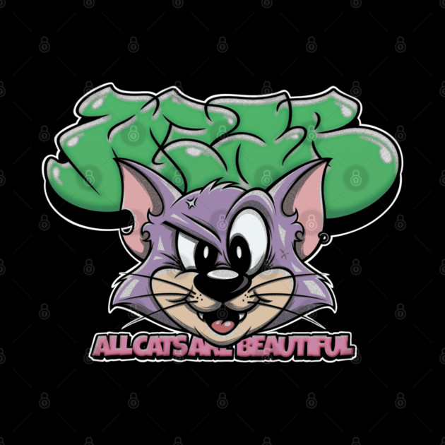 All Cats Are Beautiful - Graffiti Cat Street Art by Wrong