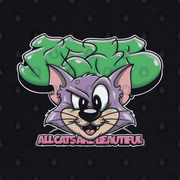 All Cats Are Beautiful - Graffiti Cat Street Art by Wrong