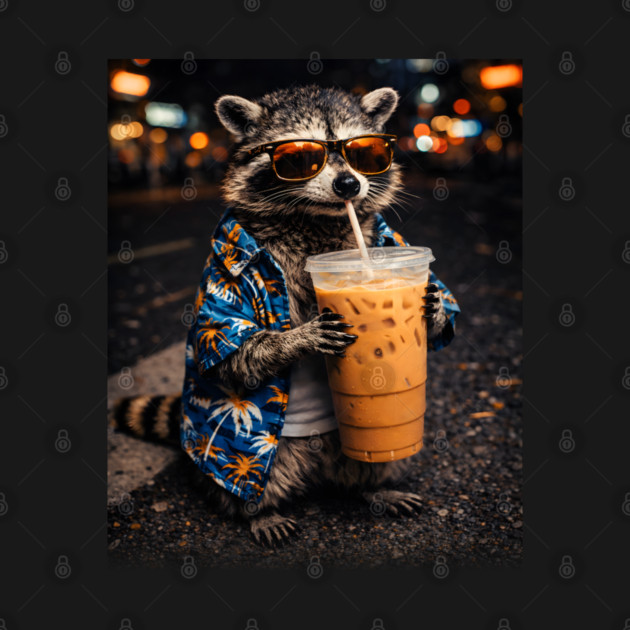 Raccoon-Drinking-Iced-Coffee by JessArty