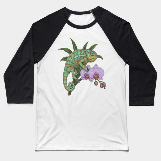 Panther Chameleon Tropical Reptile Design Baseball T-Shirt by BirdsnStuff