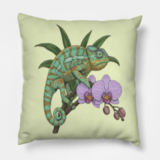 Panther Chameleon Tropical Reptile Design Pillow