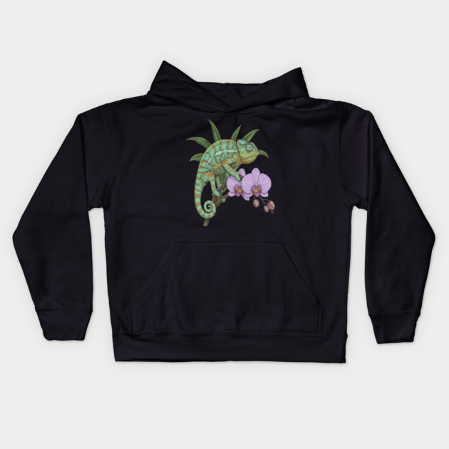 Panther Chameleon Tropical Reptile Design Kids Hoodie by BirdsnStuff