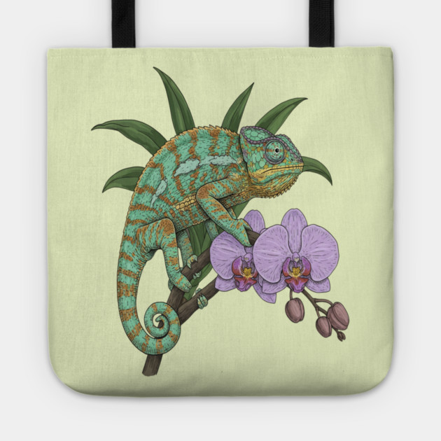Panther Chameleon Tropical Reptile Design Tote by BirdsnStuff