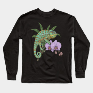 Panther Chameleon Tropical Reptile Design Long Sleeve T-Shirt