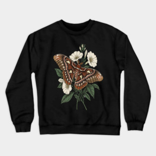 Cecropia Moth with White Wildflowers Crewneck Sweatshirt