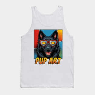 Belgian Sheepdog Pop Art Sunglasses Tank Top