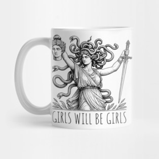 Girls Will Be Girls Funny Witch Tshirt, Funny Feminist Shirt, Vintage Dark Art Tee, Funny Girl Meme, occult aesthetics Mug