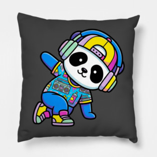 Cool Panda T-Shirt | Trendy Streetwear Animal Graphic Tee | Urban Mascot Design Pillow
