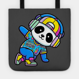 Cool Panda T-Shirt | Trendy Streetwear Animal Graphic Tee | Urban Mascot Design Tote