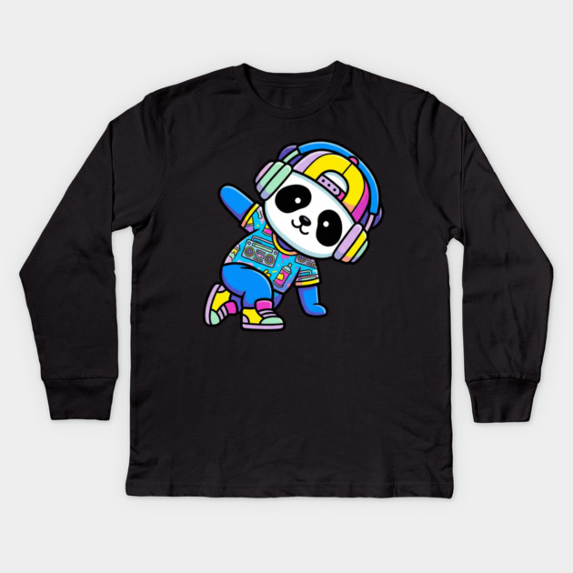 Cool Panda T-Shirt | Trendy Streetwear Animal Graphic Tee | Urban Mascot Design Kids Long Sleeve T-Shirt by Muhammad Naveed Khan