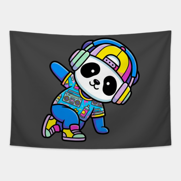 Cool Panda T-Shirt | Trendy Streetwear Animal Graphic Tee | Urban Mascot Design Tapestry by Muhammad Naveed Khan
