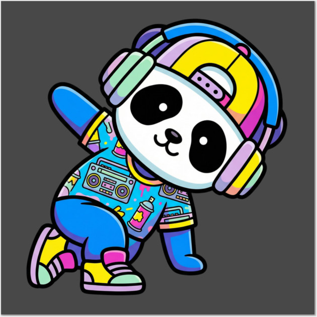 Cool Panda T-Shirt | Trendy Streetwear Animal Graphic Tee | Urban Mascot Design Wall Art by Muhammad Naveed Khan