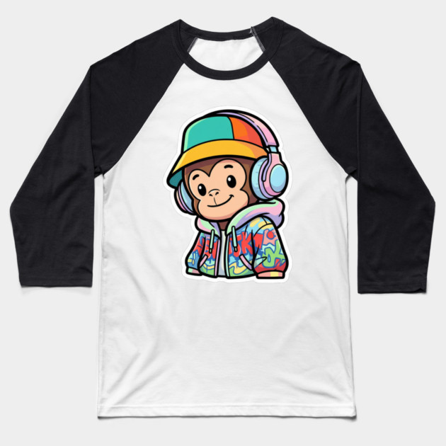 Cool Monkey T-Shirt | Urban Streetwear Animal Graphic Tee | Playful Mascot Design Baseball T-Shirt by Muhammad Naveed Khan