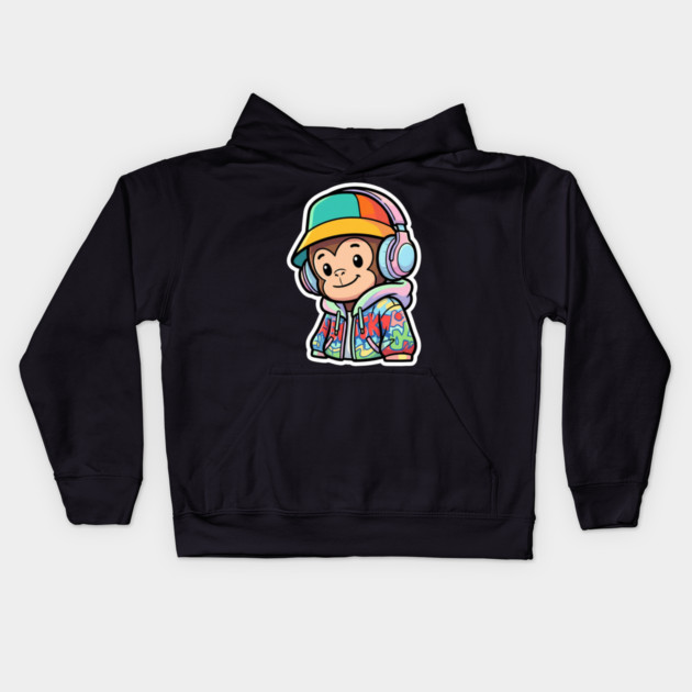 Cool Monkey T-Shirt | Urban Streetwear Animal Graphic Tee | Playful Mascot Design Kids Hoodie by Muhammad Naveed Khan
