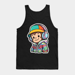 Cool Monkey T-Shirt | Urban Streetwear Animal Graphic Tee | Playful Mascot Design Tank Top