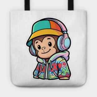 Cool Monkey T-Shirt | Urban Streetwear Animal Graphic Tee | Playful Mascot Design Tote