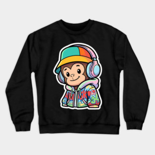 Cool Monkey T-Shirt | Urban Streetwear Animal Graphic Tee | Playful Mascot Design Crewneck Sweatshirt