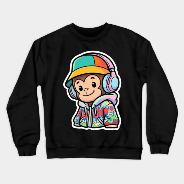 Cool Monkey T-Shirt | Urban Streetwear Animal Graphic Tee | Playful Mascot Design Crewneck Sweatshirt by Muhammad Naveed Khan